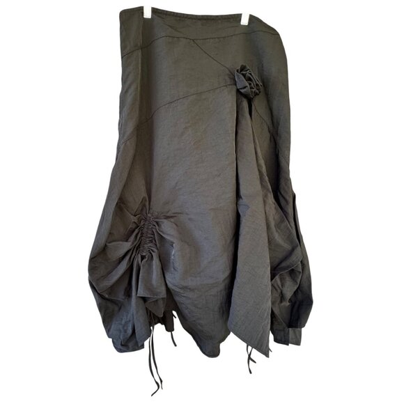 Whimsy Black Ruched Asymmetrical Wmns Skirt Size 4  Drawstring Avant Boho Gothic - Picture 1 of 10